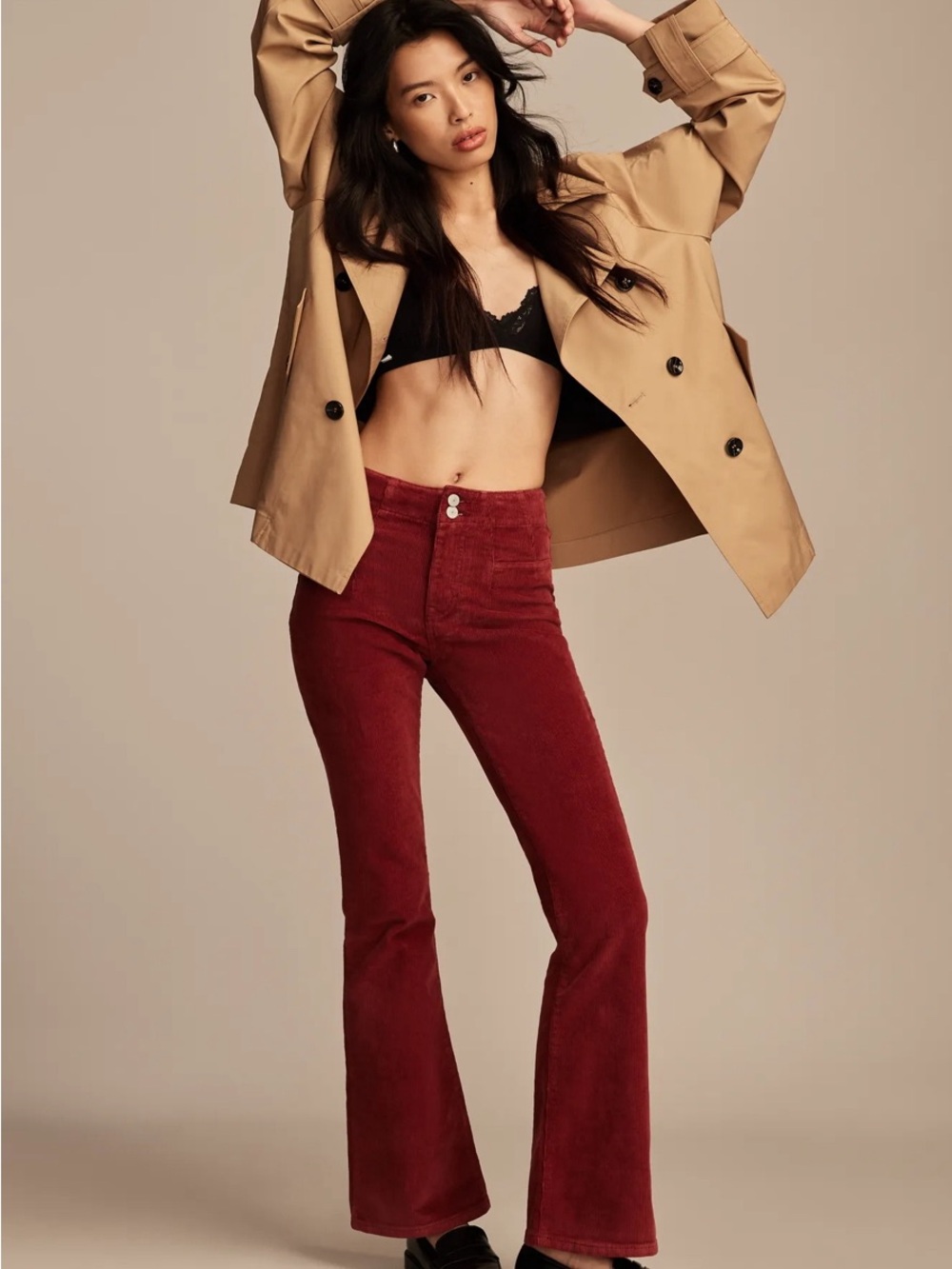High Rise Seamed Corduroy Stevie Flare -Size 00/ 24 A